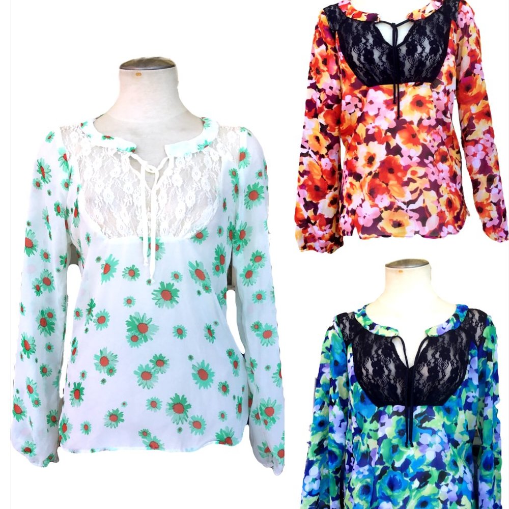 BUNDLE  $10 Floral Blouse Top Tank Chiffon & lace Long Sleeve  Various